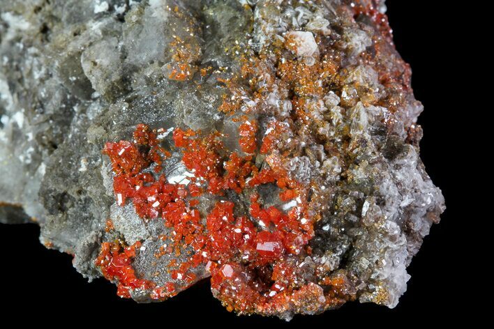 Vibrant Red Vanadinite Crystals on Calcite - Arizona #69206